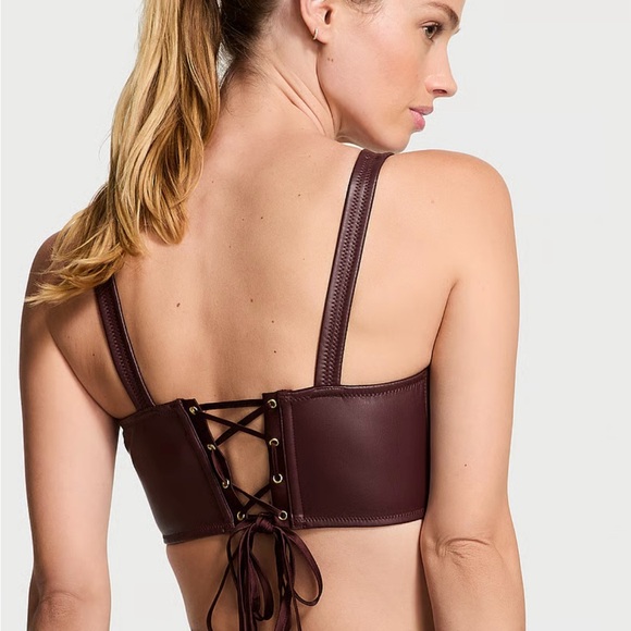 Victoria's Secret Dark Brown Leather Crop Top - Picture 2 of 3